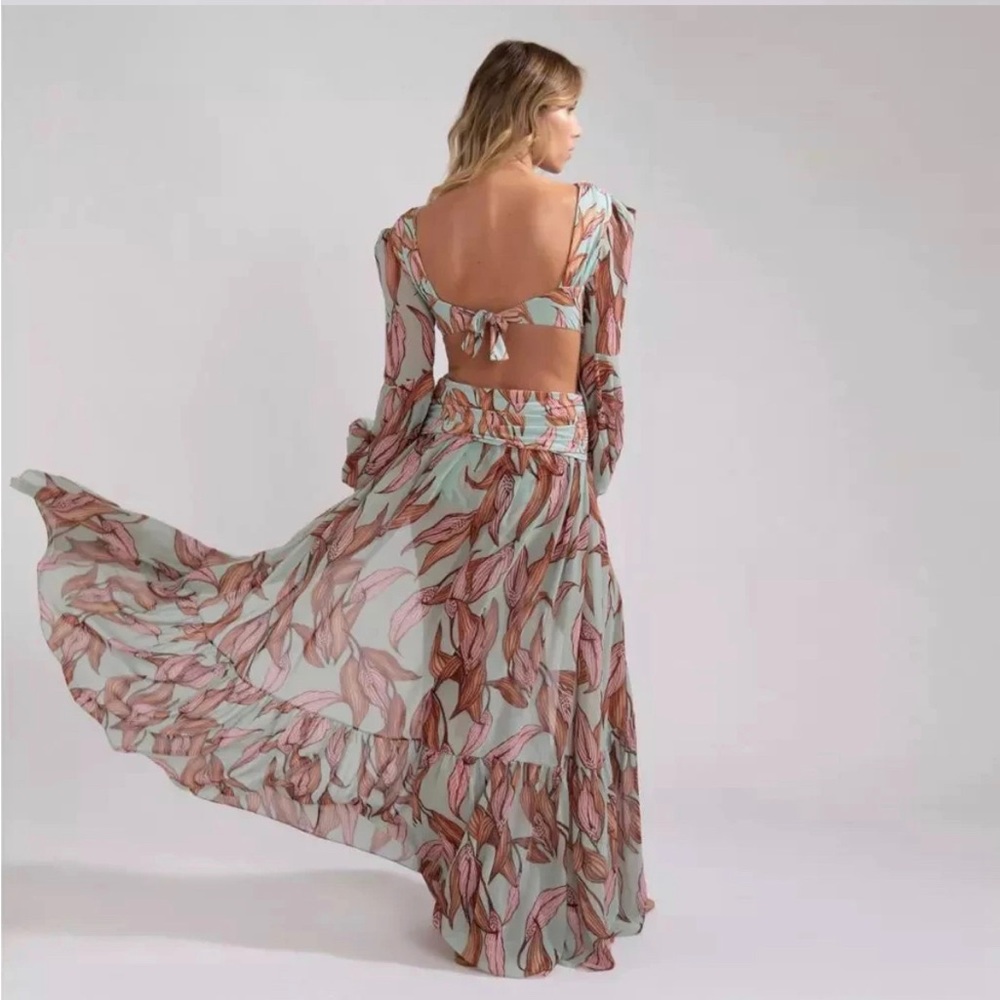 (Last 1) 🌺 Vintage floral print sexy cross cutout dress bikini cover up summe - Picture 4 of 5
